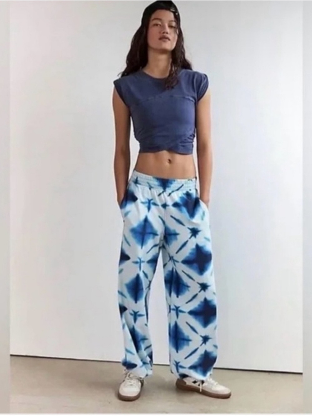Free People FP Movement Hot Shot Crossover Set in Shibori Navy Combo Tie Dye-M